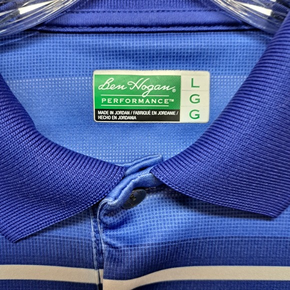 Ben Hogan Mens Size Large Blue Multi Stripe Short Sleeve Golf Polo Shirt - Picture 2 of 7
